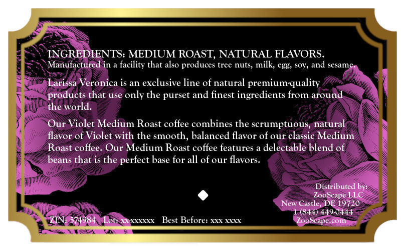 Violet Medium Roast Coffee <BR>(Single Serve K-Cup Pods)