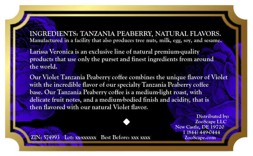 Violet Tanzania Peaberry Coffee <BR>(Single Serve K-Cup Pods)