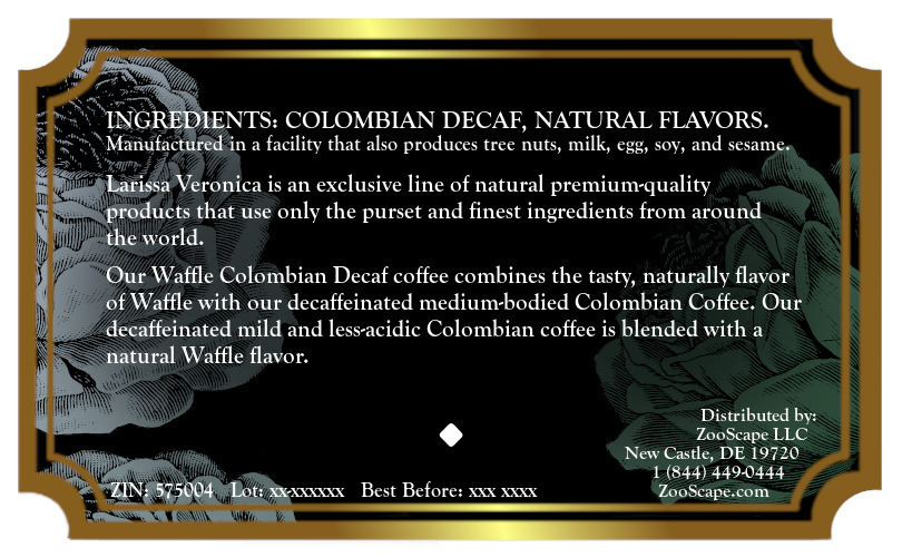 Waffle Colombian Decaf Coffee <BR>(Single Serve K-Cup Pods)