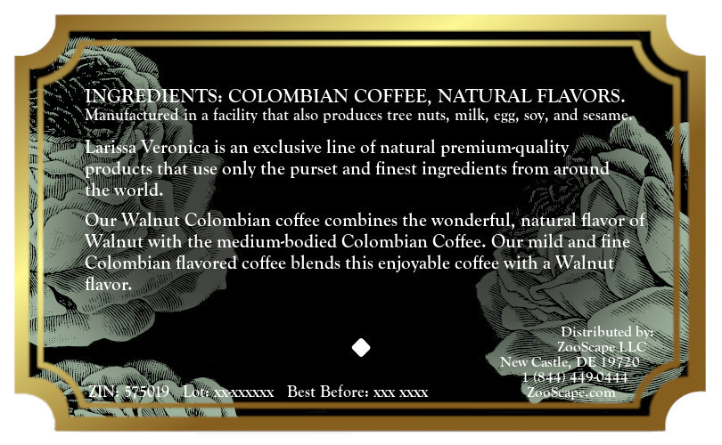 Walnut Colombian Coffee <BR>(Single Serve K-Cup Pods)