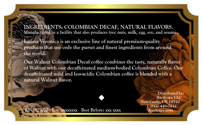 Walnut Colombian Decaf Coffee <BR>(Single Serve K-Cup Pods)