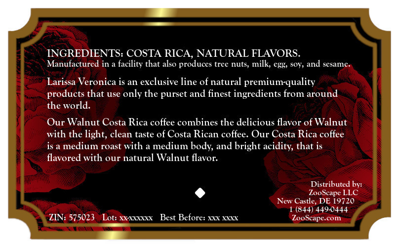 Walnut Costa Rica Coffee <BR>(Single Serve K-Cup Pods)