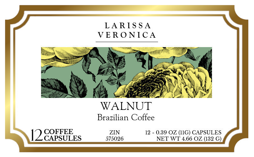 Walnut Brazilian Coffee <BR>(Single Serve K-Cup Pods) - Label