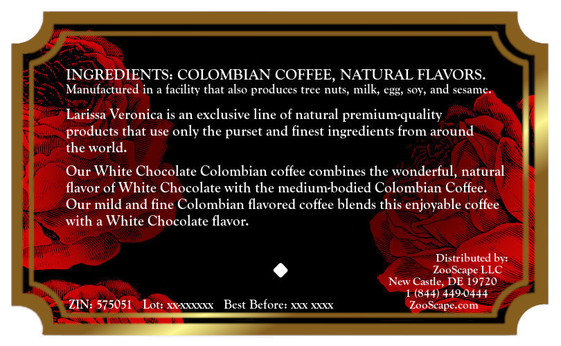 White Chocolate Colombian Coffee <BR>(Single Serve K-Cup Pods)