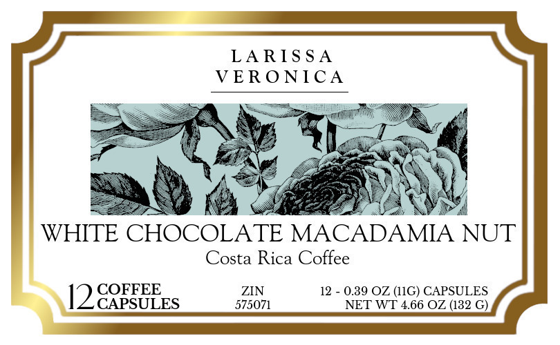 White Chocolate Macadamia Nut Costa Rica Coffee <BR>(Single Serve K-Cup Pods) - Label