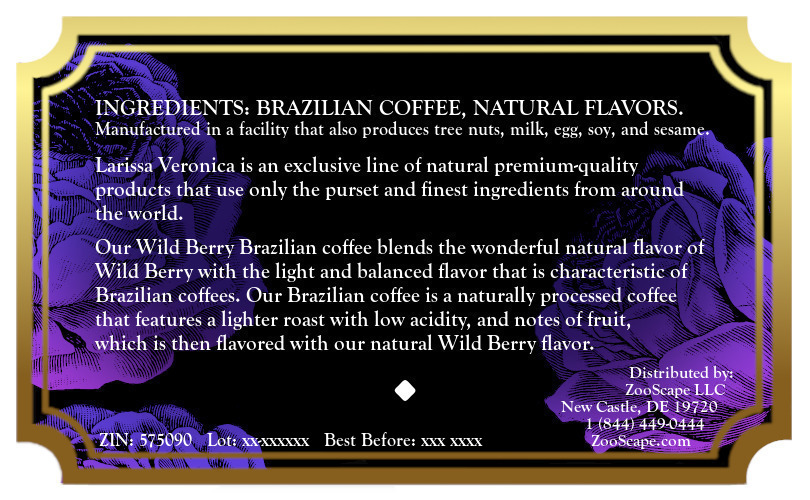 Wild Berry Brazilian Coffee <BR>(Single Serve K-Cup Pods)