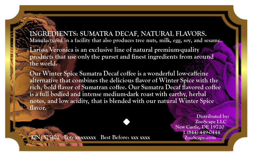 Winter Spice Sumatra Decaf Coffee <BR>(Single Serve K-Cup Pods)