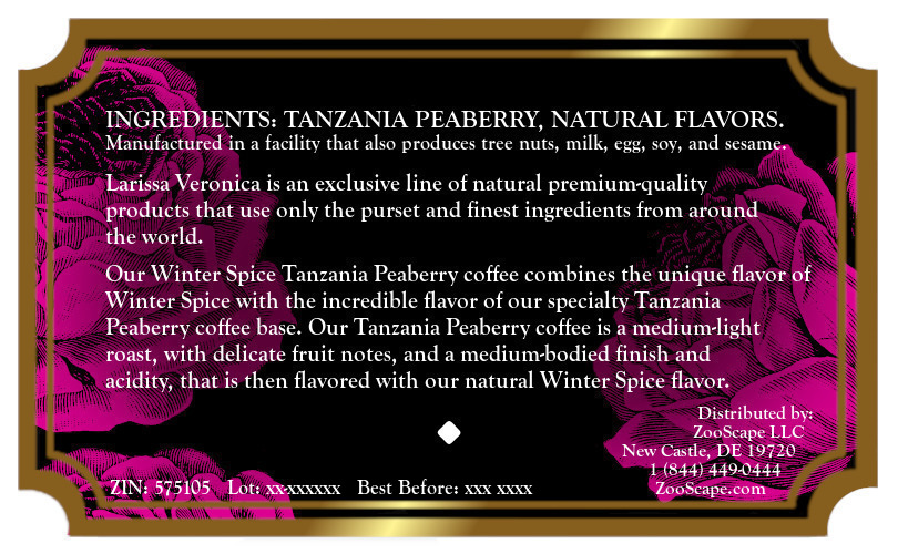 Winter Spice Tanzania Peaberry Coffee <BR>(Single Serve K-Cup Pods)