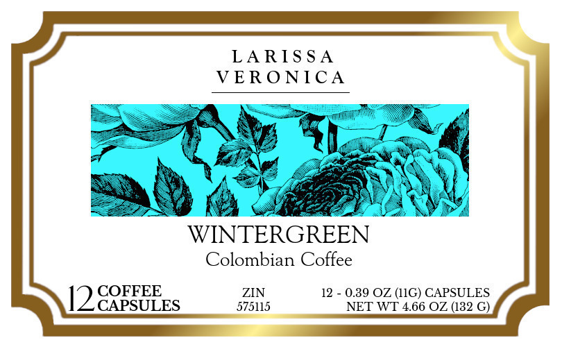 Wintergreen Colombian Coffee <BR>(Single Serve K-Cup Pods) - Label