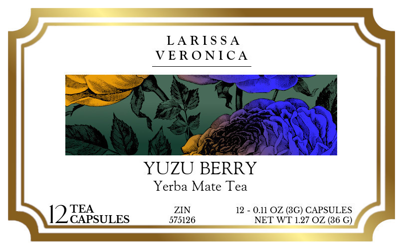 Yuzu Berry Yerba Mate Tea <BR>(Single Serve K-Cup Pods) - Label