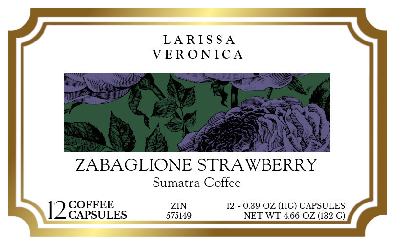 Zabaglione Strawberry Sumatra Coffee <BR>(Single Serve K-Cup Pods) - Label
