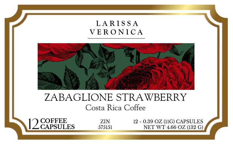 Zabaglione Strawberry Costa Rica Coffee <BR>(Single Serve K-Cup Pods) - Label