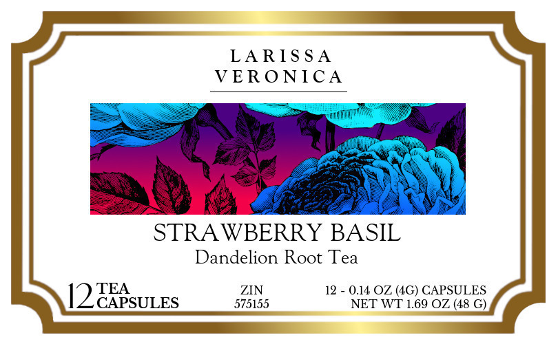 Strawberry Basil Dandelion Root Tea <BR>(Single Serve K-Cup Pods) - Label