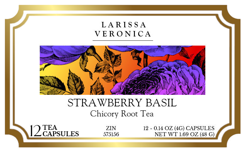 Strawberry Basil Chicory Root Tea <BR>(Single Serve K-Cup Pods) - Label