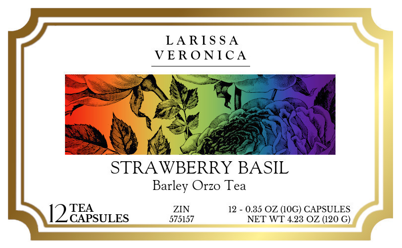 Strawberry Basil Barley Orzo Tea <BR>(Single Serve K-Cup Pods) - Label