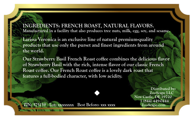 Strawberry Basil French Roast Coffee <BR>(Single Serve K-Cup Pods)