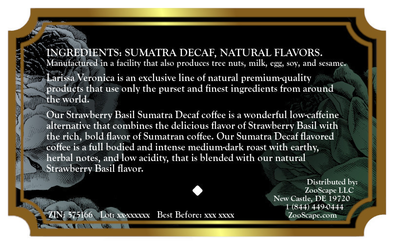 Strawberry Basil Sumatra Decaf Coffee <BR>(Single Serve K-Cup Pods)