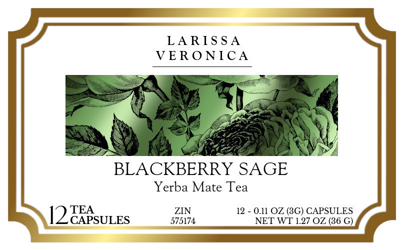 Blackberry Sage Yerba Mate Tea <BR>(Single Serve K-Cup Pods) - Label