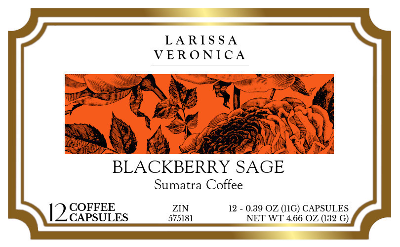 Blackberry Sage Sumatra Coffee <BR>(Single Serve K-Cup Pods) - Label