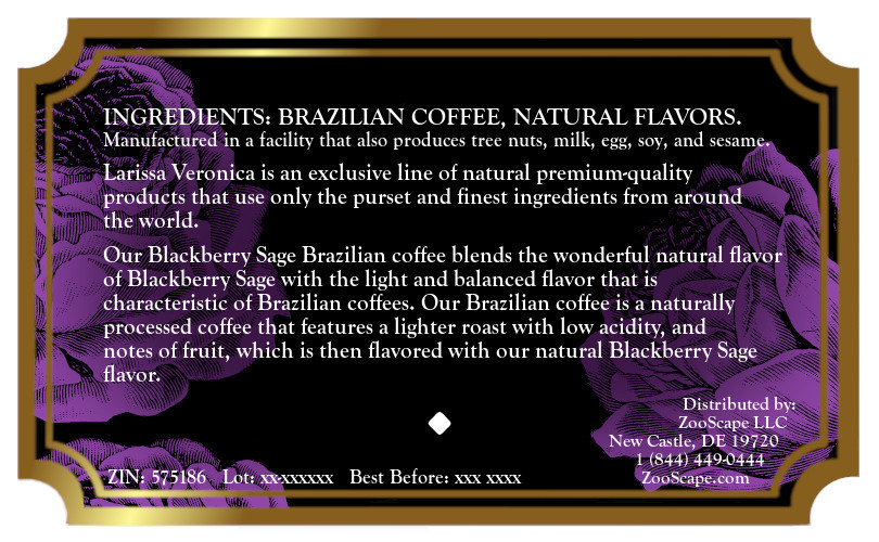 Blackberry Sage Brazilian Coffee <BR>(Single Serve K-Cup Pods)