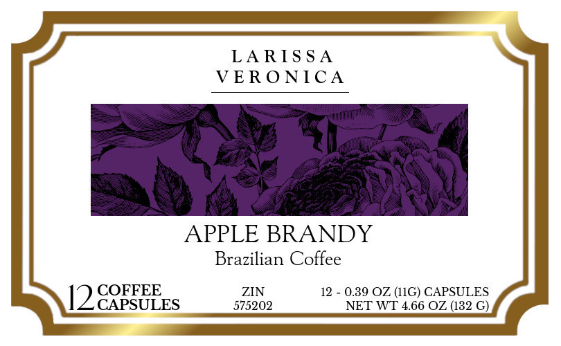 Apple Brandy Brazilian Coffee <BR>(Single Serve K-Cup Pods) - Label