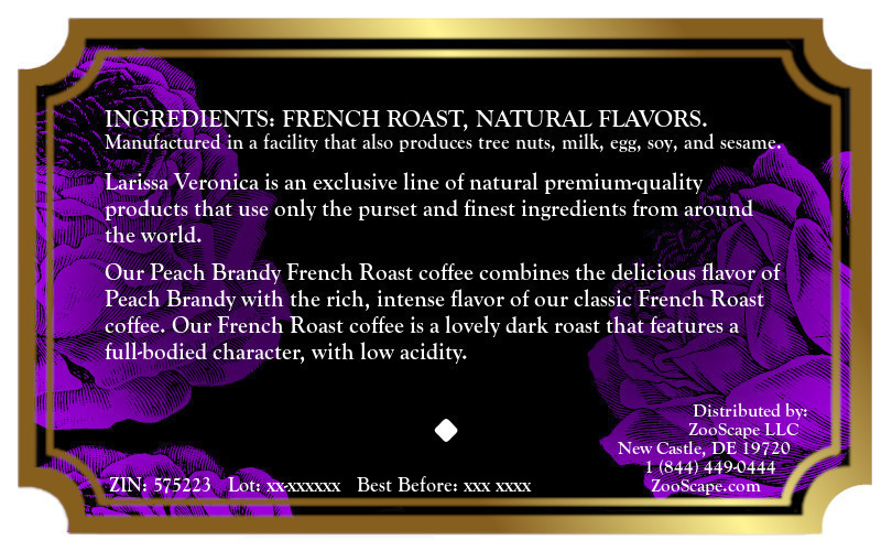 Peach Brandy French Roast Coffee <BR>(Single Serve K-Cup Pods)