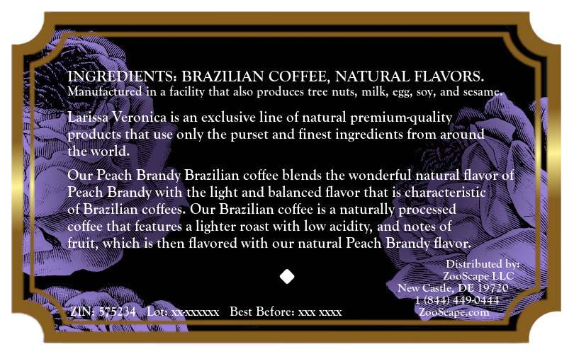 Peach Brandy Brazilian Coffee <BR>(Single Serve K-Cup Pods)