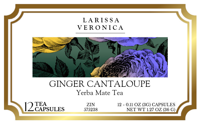 Ginger Cantaloupe Yerba Mate Tea <BR>(Single Serve K-Cup Pods) - Label
