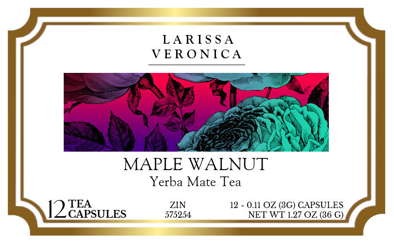 Maple Walnut Yerba Mate Tea <BR>(Single Serve K-Cup Pods) - Label