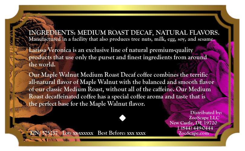 Maple Walnut Medium Roast Decaf Coffee <BR>(Single Serve K-Cup Pods)