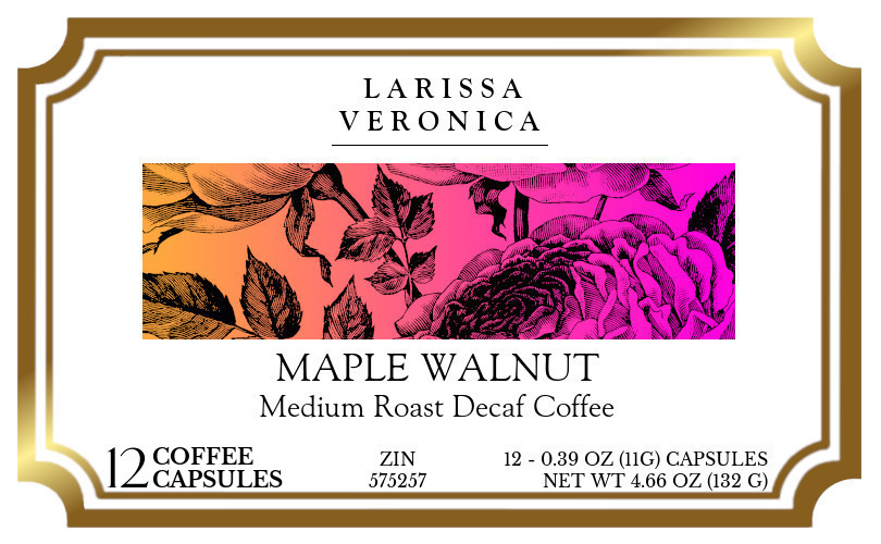 Maple Walnut Medium Roast Decaf Coffee <BR>(Single Serve K-Cup Pods) - Label