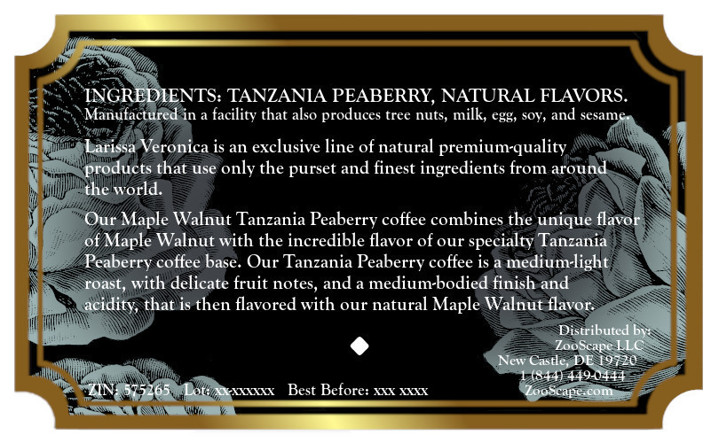 Maple Walnut Tanzania Peaberry Coffee <BR>(Single Serve K-Cup Pods)