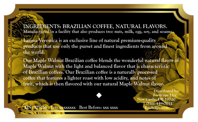 Maple Walnut Brazilian Coffee <BR>(Single Serve K-Cup Pods)