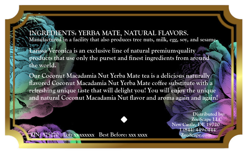 Coconut Macadamia Nut Yerba Mate Tea <BR>(Single Serve K-Cup Pods)
