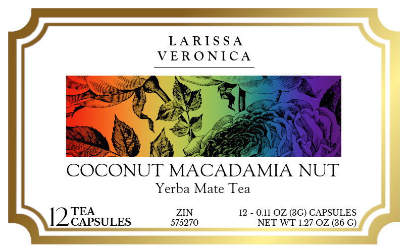 Coconut Macadamia Nut Yerba Mate Tea <BR>(Single Serve K-Cup Pods) - Label