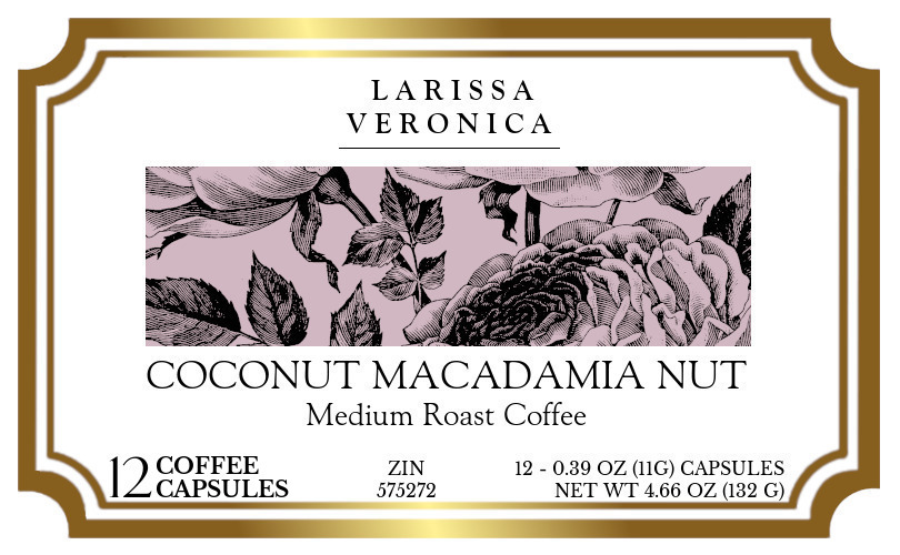 Coconut Macadamia Nut Medium Roast Coffee <BR>(Single Serve K-Cup Pods) - Label