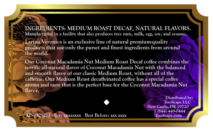 Coconut Macadamia Nut Medium Roast Decaf Coffee <BR>(Single Serve K-Cup Pods)