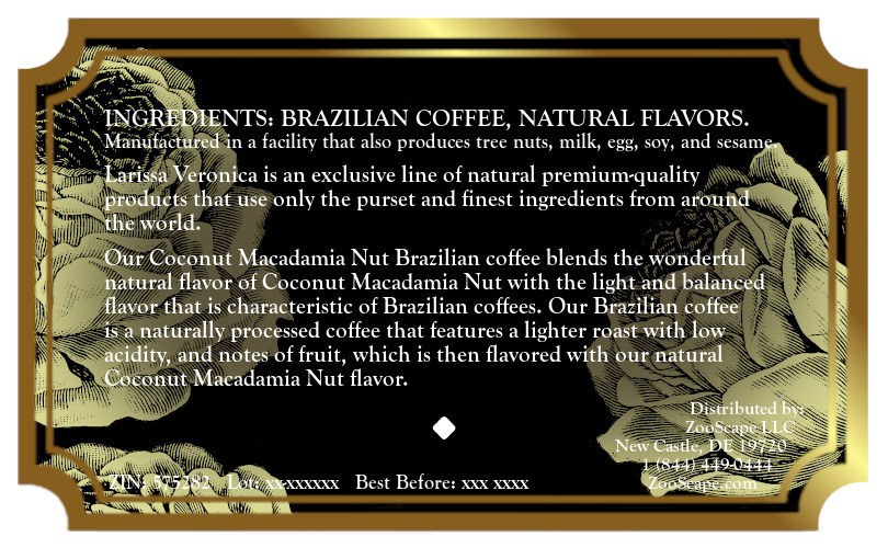 Coconut Macadamia Nut Brazilian Coffee <BR>(Single Serve K-Cup Pods)
