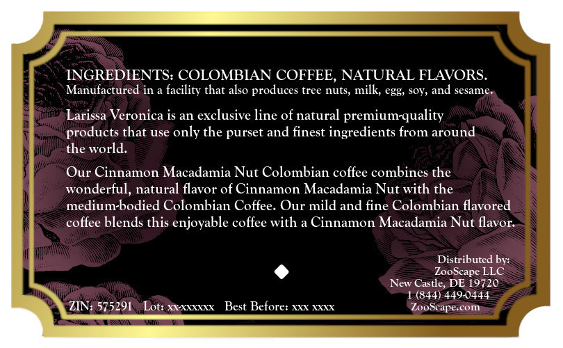 Cinnamon Macadamia Nut Colombian Coffee <BR>(Single Serve K-Cup Pods)