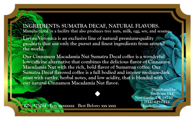 Cinnamon Macadamia Nut Sumatra Decaf Coffee <BR>(Single Serve K-Cup Pods)