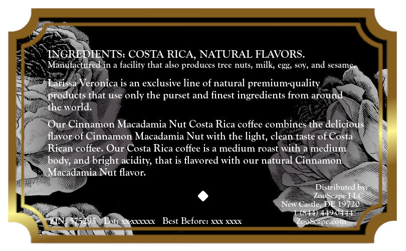Cinnamon Macadamia Nut Costa Rica Coffee <BR>(Single Serve K-Cup Pods)