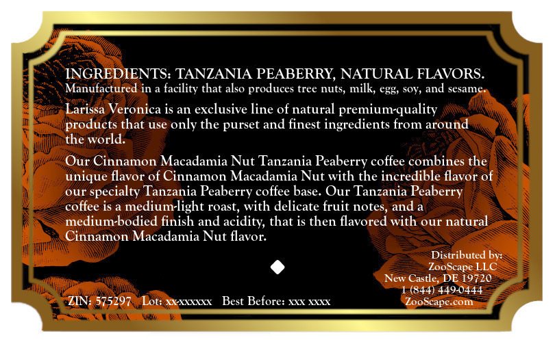 Cinnamon Macadamia Nut Tanzania Peaberry Coffee <BR>(Single Serve K-Cup Pods)