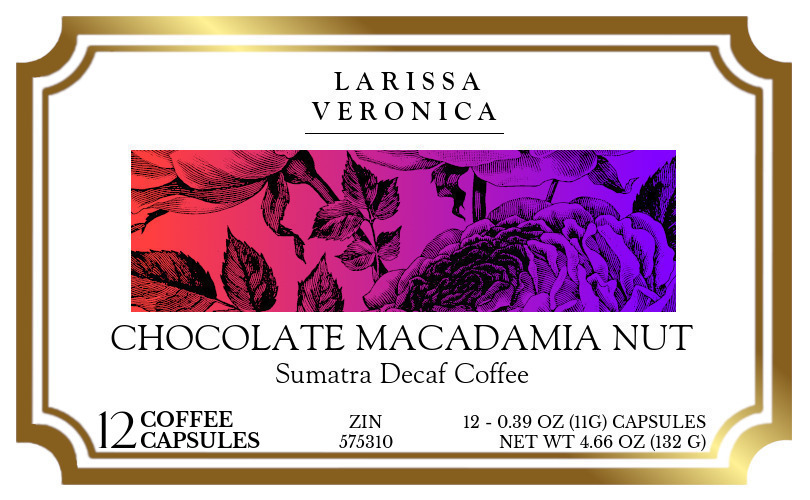 Chocolate Macadamia Nut Sumatra Decaf Coffee <BR>(Single Serve K-Cup Pods) - Label