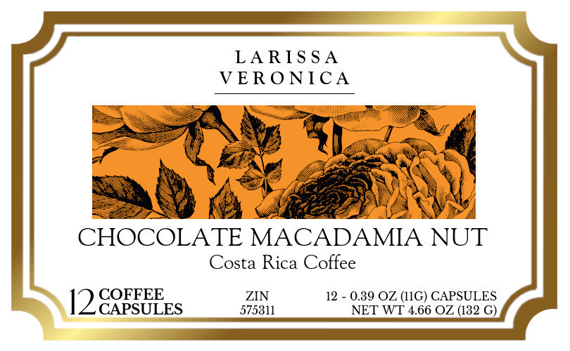 Chocolate Macadamia Nut Costa Rica Coffee <BR>(Single Serve K-Cup Pods) - Label
