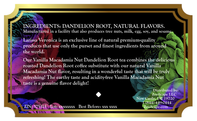 Vanilla Macadamia Nut Dandelion Root Tea <BR>(Single Serve K-Cup Pods)
