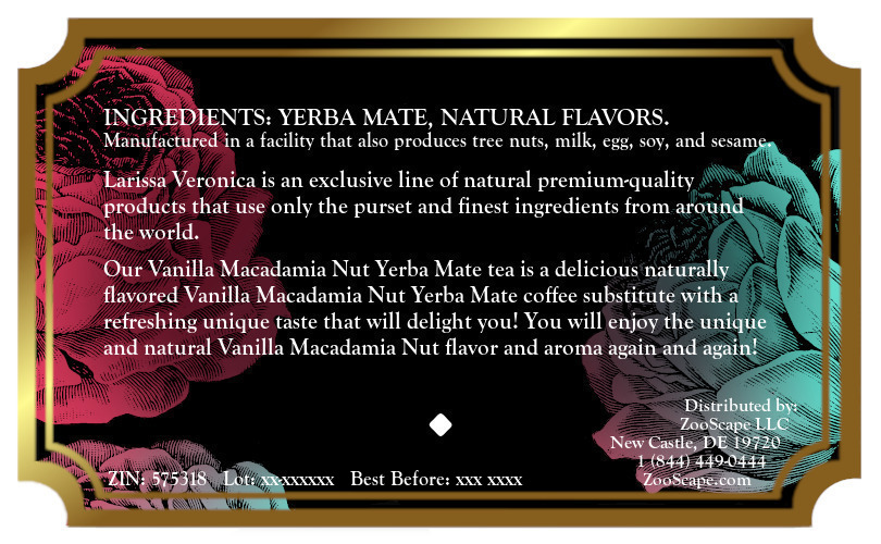 Vanilla Macadamia Nut Yerba Mate Tea <BR>(Single Serve K-Cup Pods)