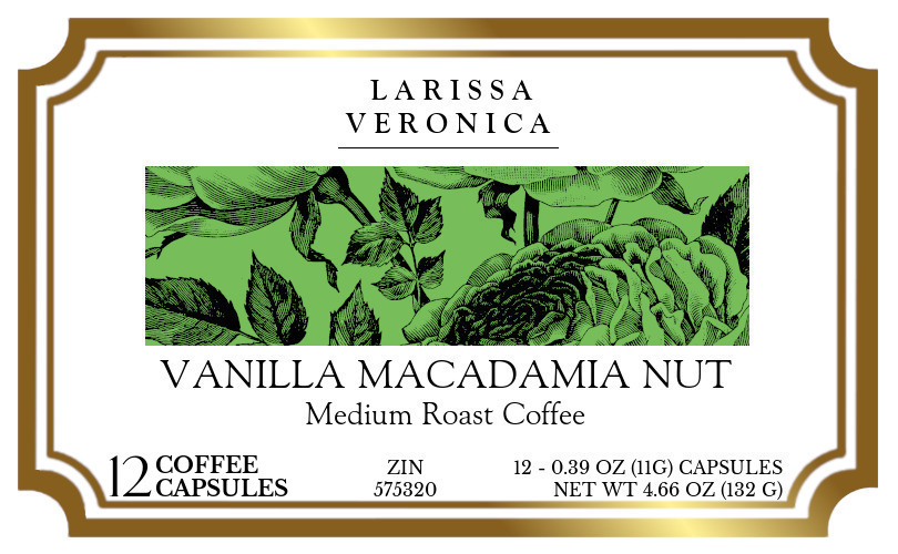 Vanilla Macadamia Nut Medium Roast Coffee <BR>(Single Serve K-Cup Pods) - Label
