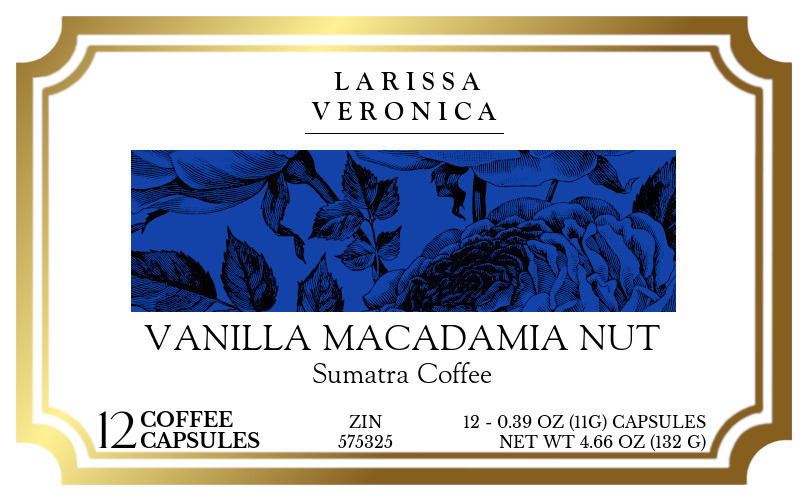 Vanilla Macadamia Nut Sumatra Coffee <BR>(Single Serve K-Cup Pods) - Label