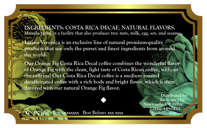 Orange Fig Costa Rica Decaf Coffee <BR>(Single Serve K-Cup Pods)
