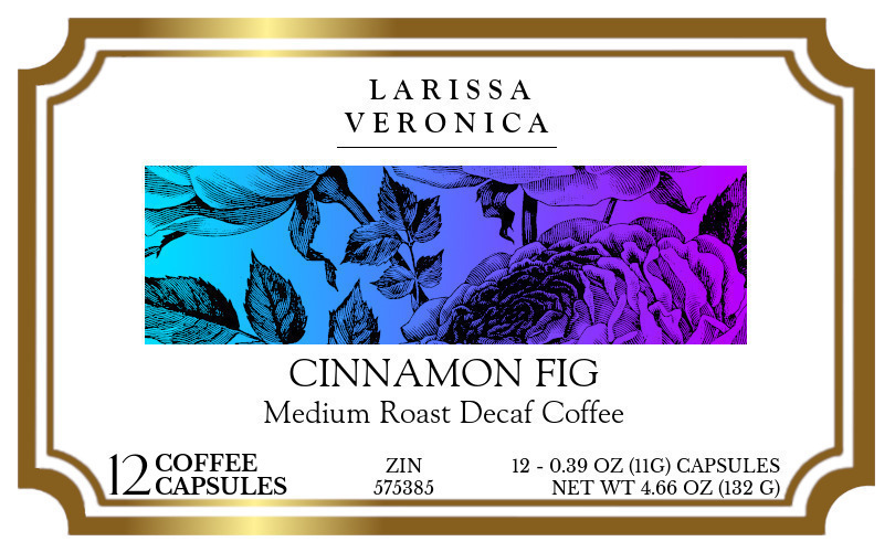 Cinnamon Fig Medium Roast Decaf Coffee <BR>(Single Serve K-Cup Pods) - Label